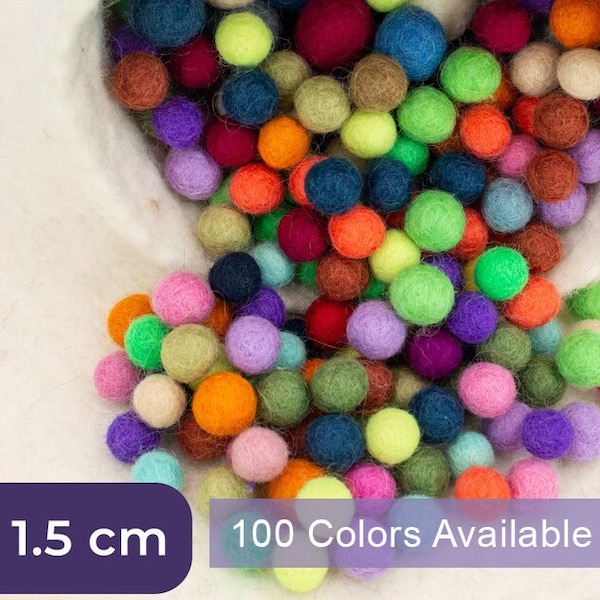 1.5cm Felt Pom Pom Balls in Bulk Starts with 500 Pieces Hand Felted Felt Balls Perfect for Home Decor Garland & DIY Projects