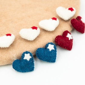 15Pcs Felt Hearts 4th of July Decorations | Americana Decor | Patriotic Gifts | Handmade in Nepal