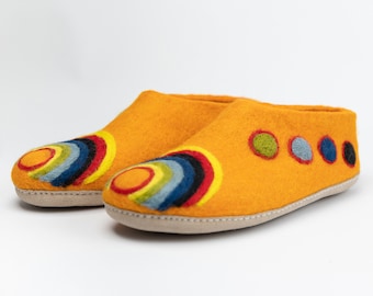 Galaxy Design Wool Felted Ankle Boot | Handmade Felt Indoor Shoes for Sustainable Living