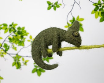 Wool Felted Chameleon | Needle Felted Animal | Animal Hanging Ornament | 100% Wool and Ethically Handmade | FREE SHIPPING