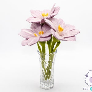30cm Stem Wool Felt Flower | Pink Petals Flower | Spring Felt Flowers | Felt Decor | Fair Trade | 100% Wool and Handmade  | FREE SHIPPING