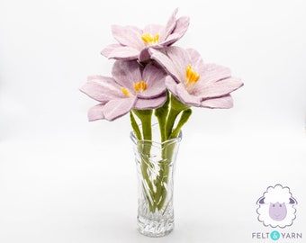 30cm Stem Wool Felt Flower | Pink Petals Flower | Spring Felt Flowers | Felt Decor | Fair Trade | 100% Wool and Handmade  | FREE SHIPPING