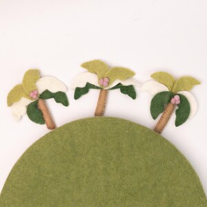 Handmade Wool Felt Sprouted Coconut Tree Ornament | Felt Coconut Decorations | Miniature Tree Scenery | Mini Tree Set