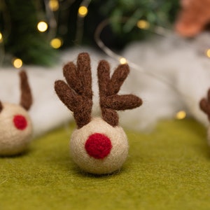 50 Stück-3cm Filz-Rentierkopf | Weihnachtsbaum Ornament | Fair-Trade | Kostenloser Versand