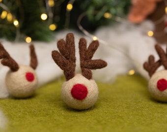 Felt Reindeer Head | Christmas Tree Ornament, Craft Supply (50pcs)