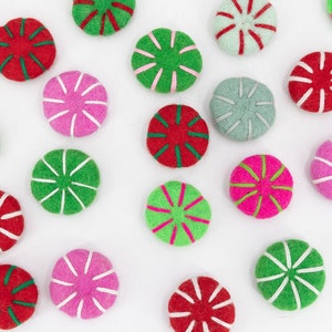 35Pcs of 4cm Felt Peppermint Candy  Red Wool Felt Candy  Felt craft Supply  Fair Trade  : Ethically Made in Nepal