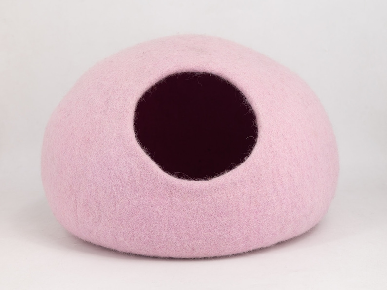 50cm Felt Plain Natural Wool Cat Bed Cave, Handmade Free Cat Toys Mouse image 3