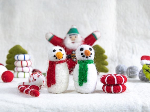 8cm Felt Snowman Handmade Micro Mini Snowman Doll Felt Christmas