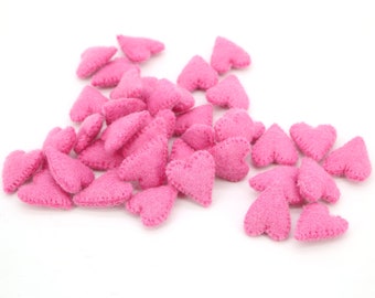 50 Pcs Of Bulk Wool Felt Pink Hearts Hand Felted Stitched Heart DIY Garland Craft Supplies: Fair Trade and Ethically Handmade