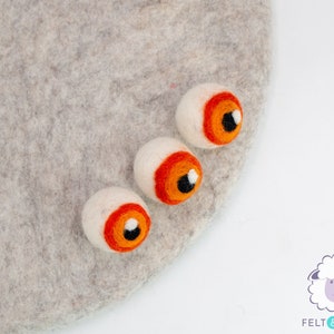 10 Pcs Wool Felt Eyeballs Creepy Halloween Evil Eyes Crafts for Kids: READY TO SHIP Orange