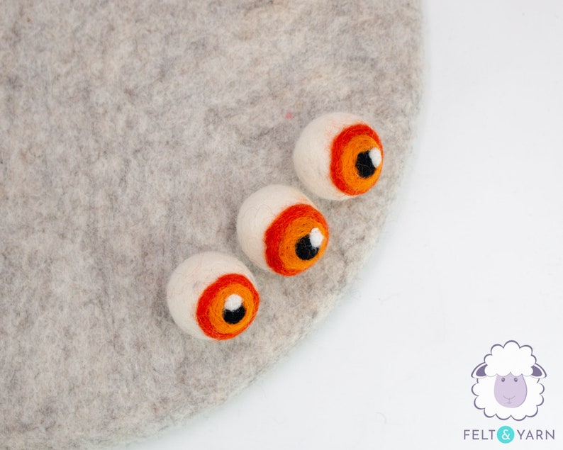 10 Pcs Wool Felt Eyeballs Creepy Halloween Evil Eyes Crafts for Kids: READY TO SHIP Orange