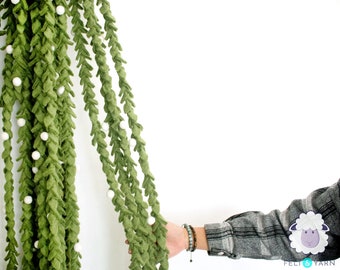 180 cm groene vilten bladslinger | Woondecoratie | Vakantiedecoratie | Handgemaakt - Gratis verzending