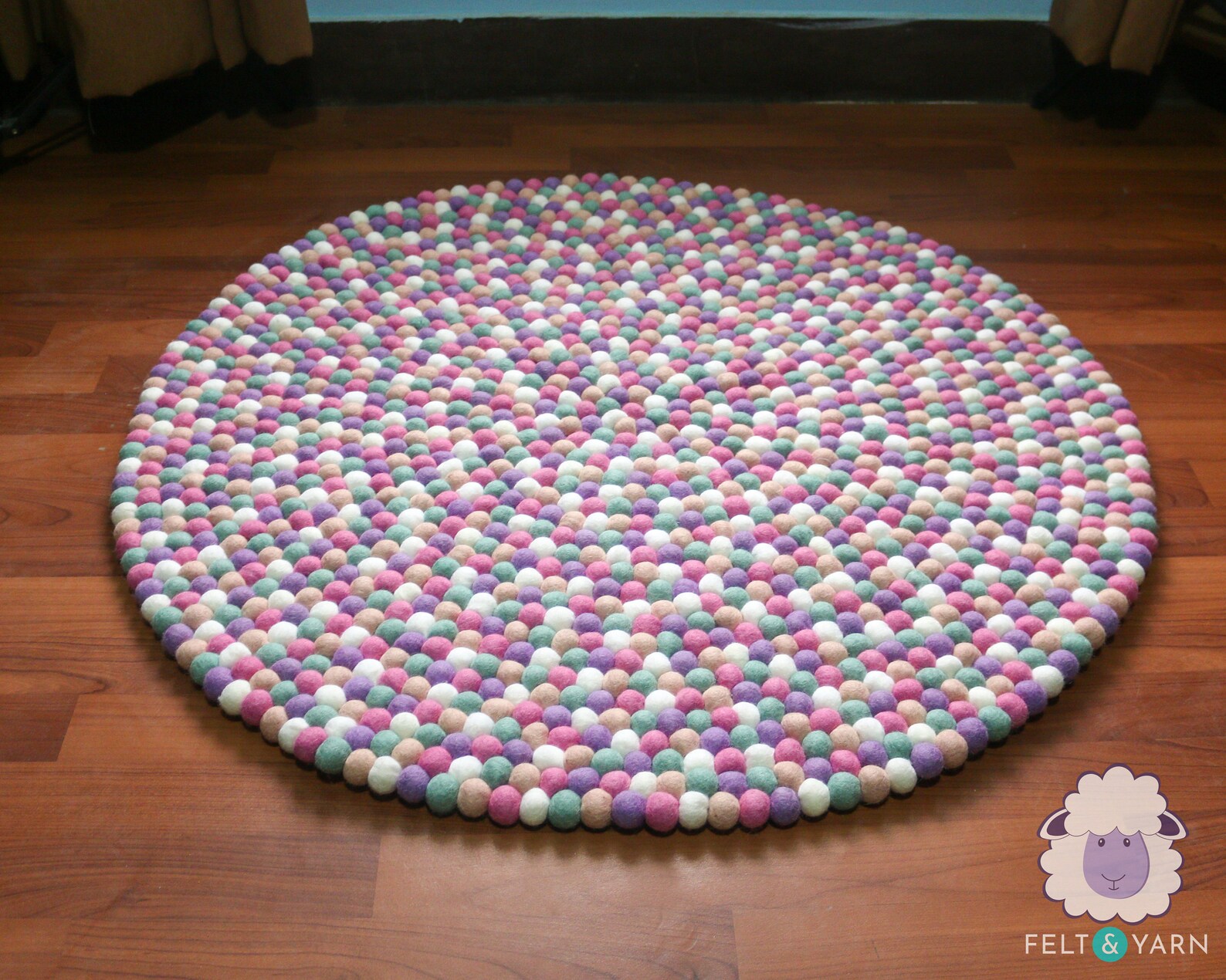 40cm Wool Felt Ball Rug Pinkish Tone Felted Ball Rug Indoor Etsy
