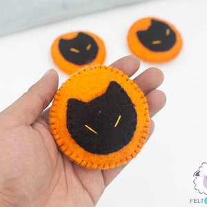 ウールフェルト製黒猫ハロウィンオーナメント（ハロウィンデコレーション用） | ホリデーフェルトオーナメント | ハロウィン写真小道具