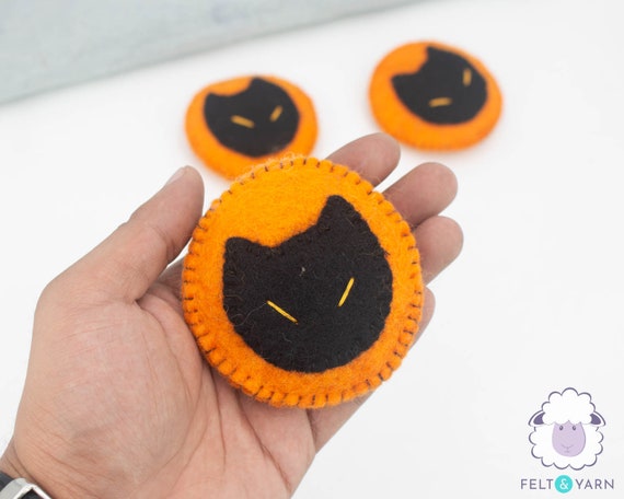 8cm Wool Felt Black Cat Halloween Ornament for Halloween Decorations | Holiday Felt Ornaments | Halloween Photo Props