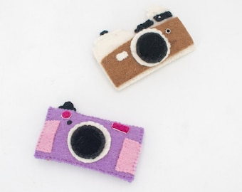 Stitched Wool Felt Cute Vintage Camera Felt Camera Keyring, Pretend Play Toy For Newborn Photo Prop : Fair Trade and Ethically Handmade