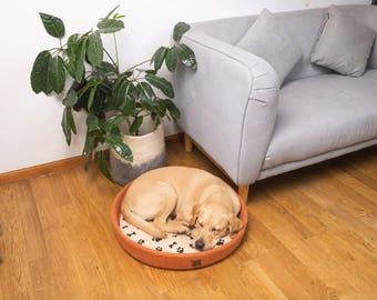 Extra Large Handmade Wool Felt Pet Bed | Dog Bed with Cushion | Unique Wool Dog Bed