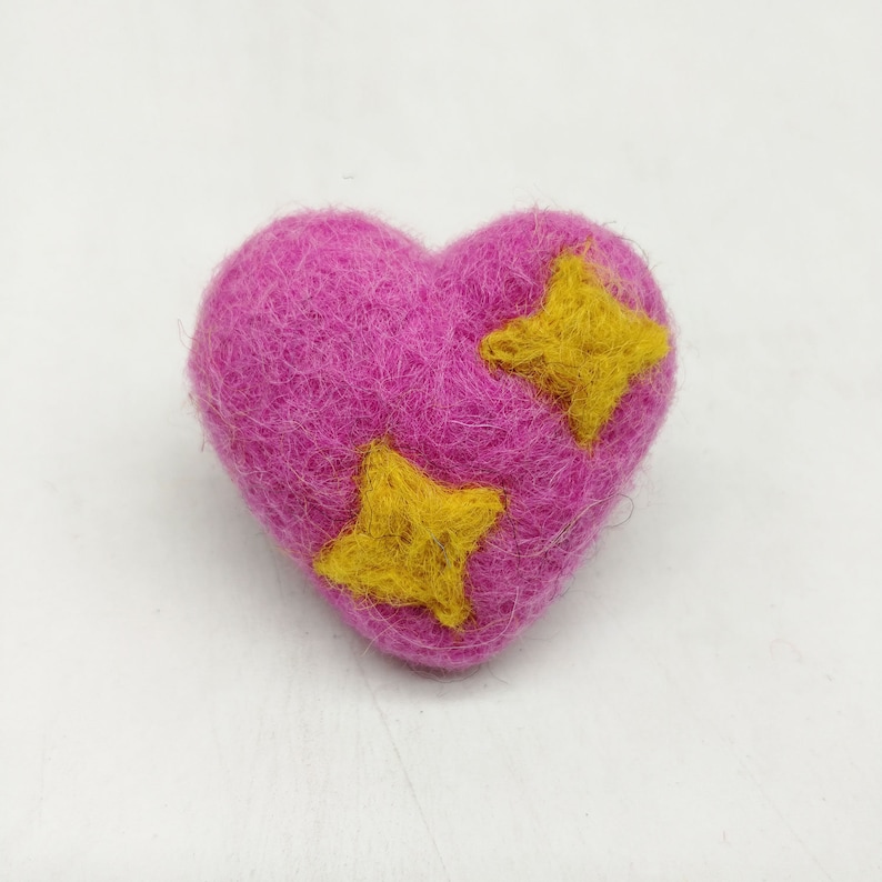 - Heart with accents-Felt craft supplies-Felt supplies-Felted craft decor-handmade Felted heart with star 4.5x4.5cm Felt heart with star
