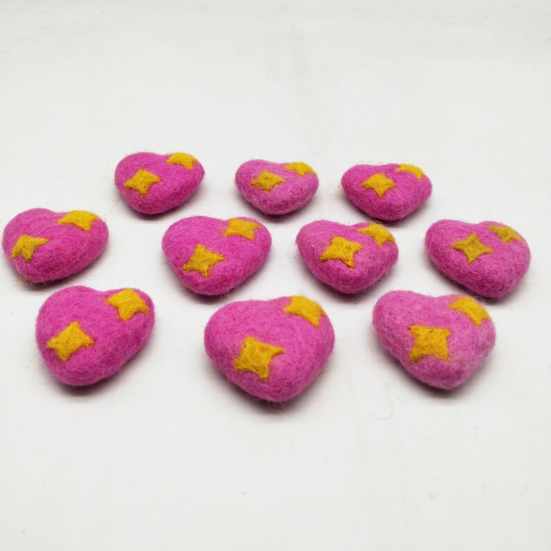 - Heart with accents-Felt craft supplies-Felt supplies-Felted craft decor-handmade Felted heart with star 4.5x4.5cm Felt heart with star