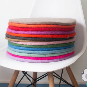 35cm Wool Felted Seat Pad, Round Thick Chair Cushion For Felt Home Decor, Start with 2 Sets of Handmade Pads image 6