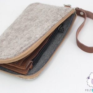 Geldbörse aus Wollfilz mit Lederband | Filz Geldbörse für Damen | Filz Handtaschen |