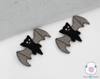 12x7cm Stitched Felted Bat Ornament | Halloween Ornaments | Halloween Bat Garland | Felt Bat Keychains