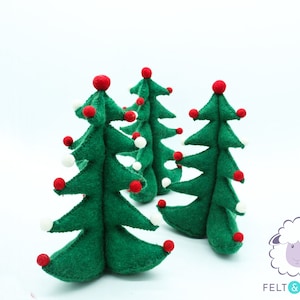 Wool Felt Green Christmas Tree Ornament | Felt Pom Pom Pine Tree | Handmade Alpine Tree | Christmas Decoration