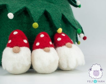 10cm Felt Gnomes | Handmade Needle Felted Christmas Tree Decor Ornaments Gnomes: READY TO SHIP