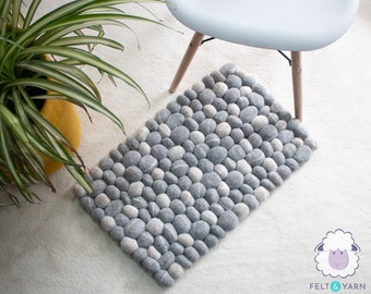 Felt Pebble Rug | Handcrafted Wool Stone Carpet