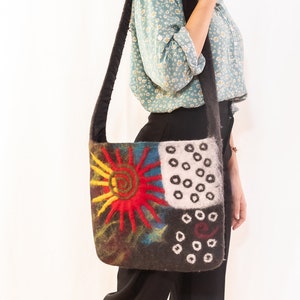 Spiral Handtasche aus Wollfilz | Filz Umhängetasche | Schultertasche Filz | Handtaschen aus Wolle
