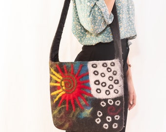 36 x 30cm Wool Felt Bag  Felt Crossbody Bag  Shoulder Felt Bags  Wool Handbags  : Fair Trade and Ethically Handmade