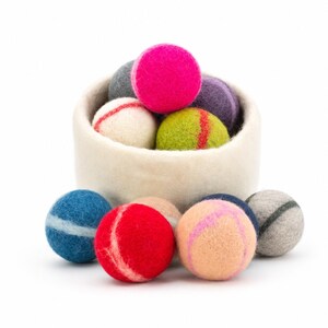 Wool Felt Cat Toy Ball with Rattle, Handmade Pet Toys
