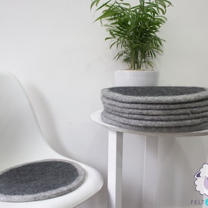 35cm Wool Felted Seat Pad, Round Thick Chair Cushion For Felt Home Decor: Starts with 2 Sets of Handmade Pads