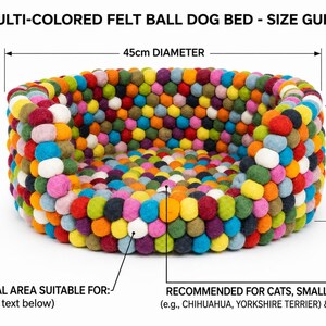 Multicolor Wool Felt Ball Dog Bed | Handmade, Fair Trade image 9