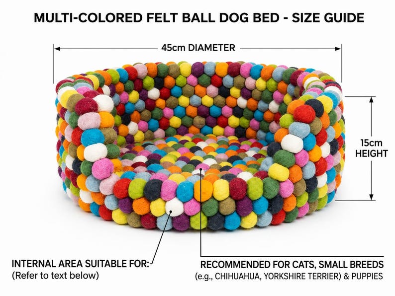 Multicolor Wool Felt Ball Dog Bed | Handmade, Fair Trade image 9