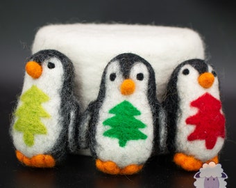 10cm Felt Penguin | Needle Felted Christmas Penguin Decor Ornaments: Ethically Handmade in Nepal