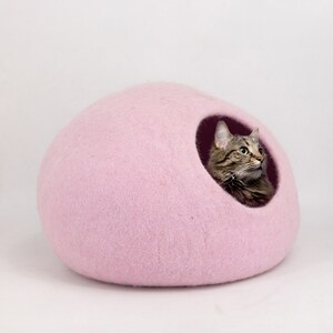 50cm Felt Plain Natural Wool Cat Bed Cave, Handmade Free Cat Toys Mouse image 1