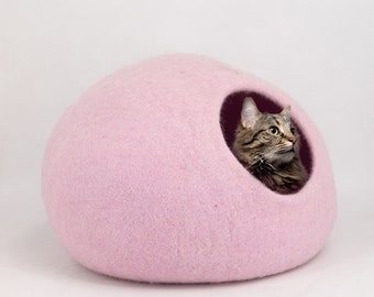 50cm  Felt Plain Natural Wool Cat Bed Cave, Handmade Free Cat Toys Mouse