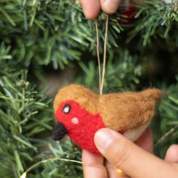 Felt Christmas Felt Robin Bird Ornament for Christmas | Christmas Ornaments | Felt Robin | Bird Ornaments | Handmade Bird | Hanging Ornament