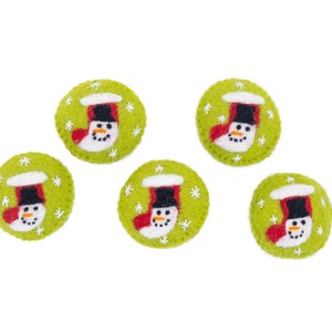 Handcrafted Wool Felt Round Christmas Ornament with Unique Snowman Design | Hanging Ornaments for Christmas Tree Decor | Christmas Garland