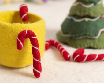 Wool Felt Candy Cane Ornament | Handmade Xmas Tree Decor