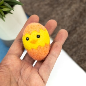 Needle Felted Yellow Chick in Egg Easter Ornament for Easter, Easter Garland, Miniature Chick, Felt Bird Ornaments