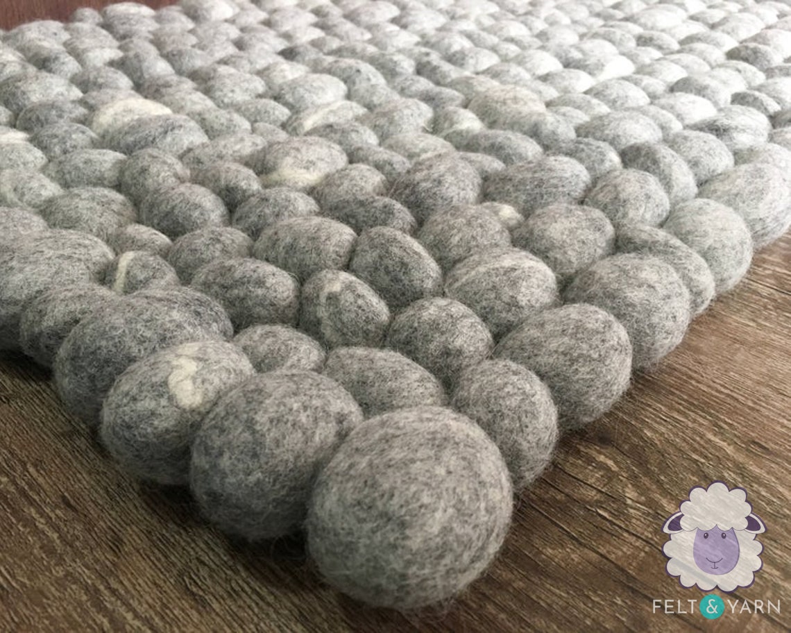 40 x 60cm Wool Felt Pebble Rug Living Room Rectangular Rugs Etsy