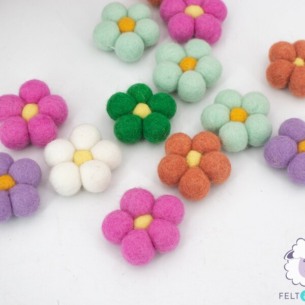 Wool Felt Flowers Etsy