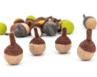 4cm Felt Acorn with Hat | Acorn Christmas Ornaments | Fall Tiered Tray Decor | Autumn Thanksgiving Decor: FREE SHIPPING