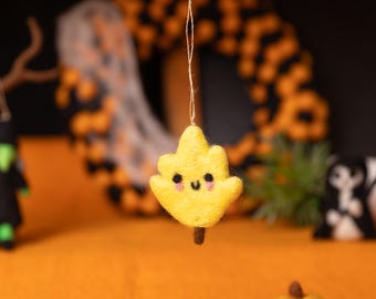 6x9cm Wool Felt Yellow Maple Leaf Ornament |  Handmade Fall Leaf Garland | Autumn Felt Leaves | Fall Decor Leaves