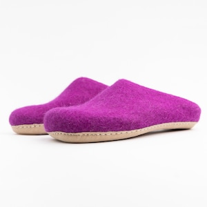 Purple Handmade Wool Felted Slippers for Women and Men Best for Sustainable Gifts