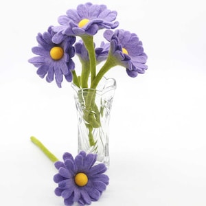 5pcs of Felt Purple Flower |  Wool Felt Flower With Purple Petals | Hand Felted Spring Flowers Table Decor | Handmade Gift | Gifts for Her
