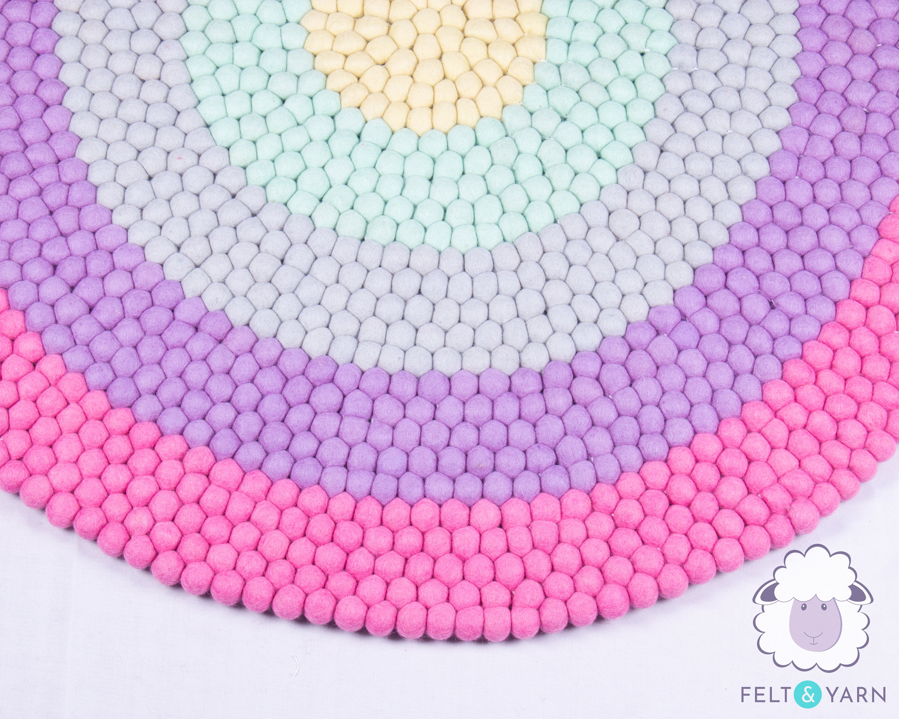 Five Colors Felt Ball Layer Design Rug | Round Area Rugs for Living ...