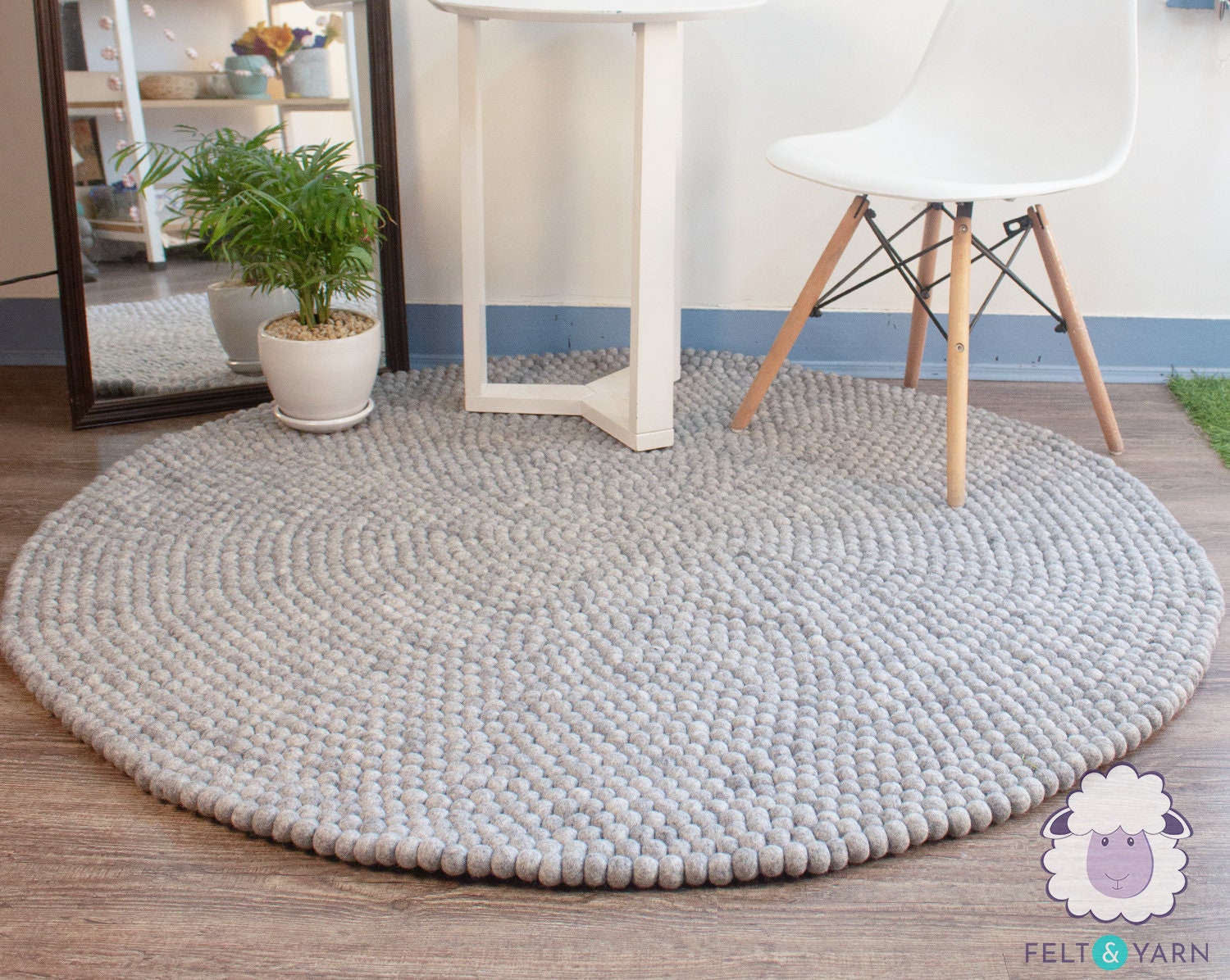 Wool Rug Natural Freckle Room Felt Ball Carpet Handmade Etsy